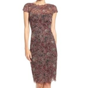 Tadashi Shoji Embroidered Mesh Dress